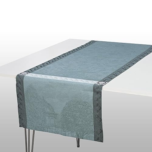 Le Jacquard Francais - Chemin de table - Série Symphonie - Baroque Fumee - 100 % lin - 50 x 200 cm
