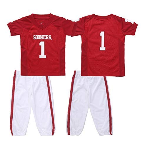 FAST ASLEEP NCAA Boys Toddler/Junior Football Uniform Pajamas, 6T, Crimson