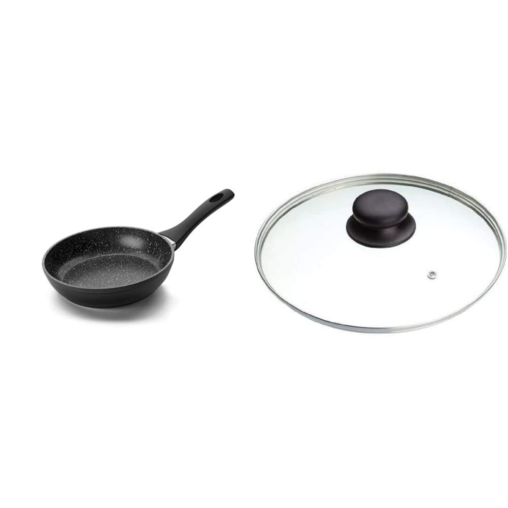 Poêle Natura 16 cm IBILI en fonte avec couvercle en verre anti-vapeur noir