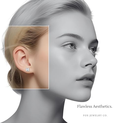 Diamond Stud Earrings for Women & Men, 14k White Gold Earring Studs, 2ct VVS1 Round, Princess, Heart, Bezel Cut, Solitaire Screw Backs [Simulated Diamonds]4