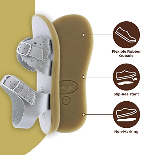 Image of FOOTMATES Ariel and Eco-Ariel Waterproof Sandals for Girls and Boys with Slip-Resistant, Non-Marking Outsoles and Strap Closure, Silver - 9 Toddler (1-4 Years)