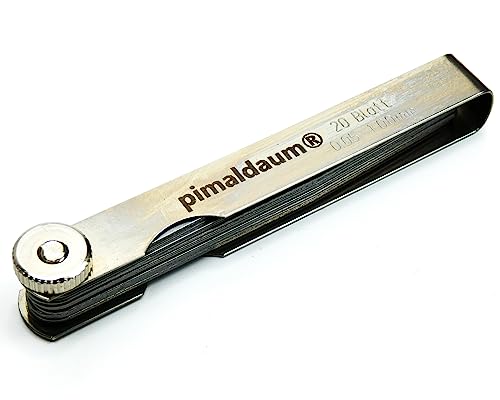 PIMALDAUM Fühlerlehre aus Manganstahl – 13/17 / 20/28 / 32 Blätter – Präzisions-Lehre für mechanische Einstellungen – 1 Stück (Metall, 20 Klingen/Blades)