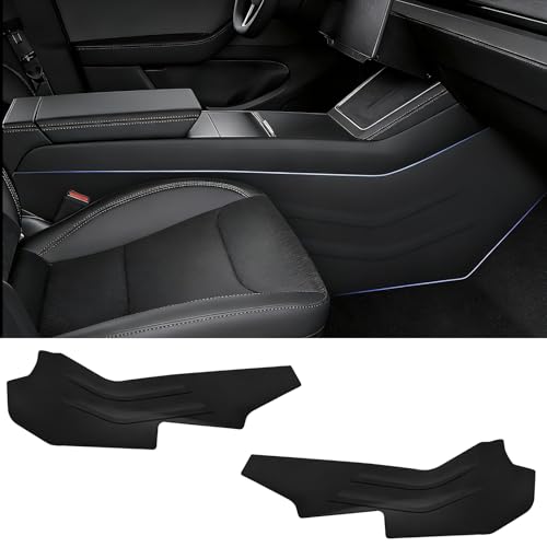 Image of 8Pcs Door Sill Protector and 2Pcs Center Console Anti-Kick Pads for Tesla Model Y Juniper 2025 2026 Front and Rear Door Pedal Kick Protection Carbon Fiber Friction Resistant Interior Accessories