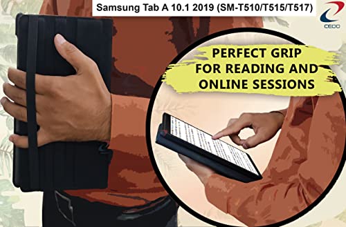 CEDO Samsung Tab A (10.1 inch) Flip Cover | Leather Finish | 360 Degree Rotate Back Cover | Shockproof Back Cover Case for Samsung Galaxy Tab A (10.1 inch) (2019) SM-T510 /SM T515 (Black) - Image 6