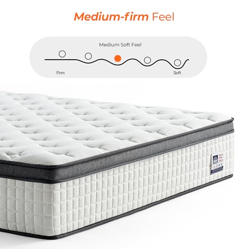Image of 12 Inch Full Mattress, Medium Firm Full Size Hybrid Mattress with Pocket Springs for Breathability, Pressure Relief, Motion Isolation, Pro Coil Edge Support, CertiPUR-US Certified