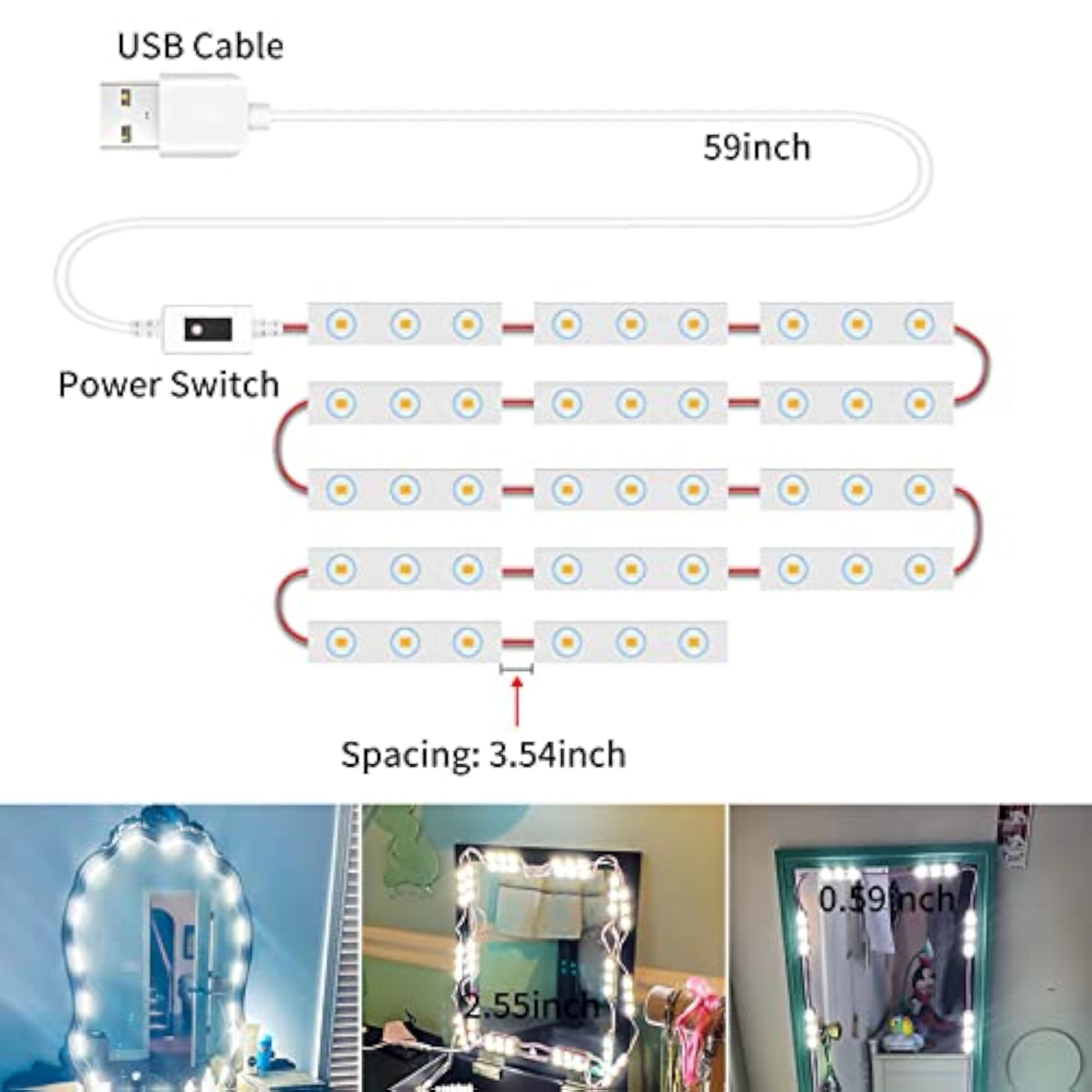 14PCS LED Makeup Mirror Lights, Smart Sensor Control
