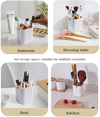 Bamboo Toothbrush Holder Multifunctional Electric Toothbrush Holder Naturally Tough Eco Friendly Toothpaste Caddy Toothbrush Organizer Stand For Bathroom Vanity Countertops Etc (Black) #TOP4