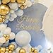 Happy Birthday Sign for Backdrop, Gold Happy Birthday Party Decal for Women Men, Large Happy Birthday Wall Decoration Decor Arch Backdrop Decal Sign Birthday Signs for Wall