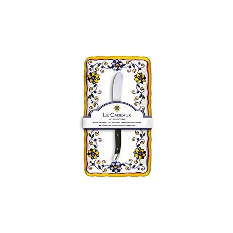 Le Cadeaux Melamin Butterdose und Buttermesser Geschenkset Capri Cover