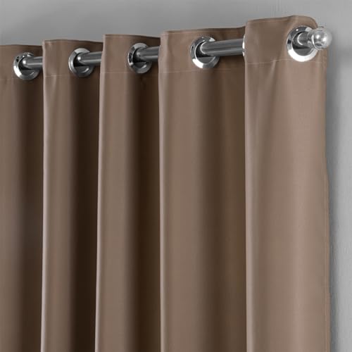 Cortina Blackout Corta Luz Tecido Grosso 3mx2,80m Ilhós Redondos Cromados Blecaute (Avelã)