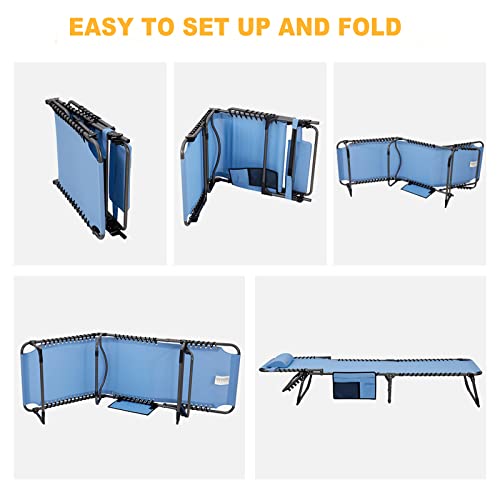#Wejoy 2 Pack Outdoor Folding Camping Chaise Lounge Chair Portable Beach Lounge Chair Outdoor Folding Lounge Chairs Sets Of 2 Adjustable 4-Position With Pillow, Patio, Lawn, Beach, Pool, Sunbath, Blue #TOP5