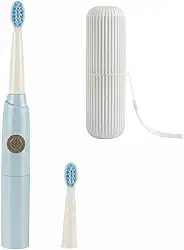 Escova de Dentes Elétrica com Porta Estojo de Viagem e Cabeça Extra Limpeza Profunda Cerdas Macias Design Ergonômico e Portátil para Higiene Bucal Completa Original