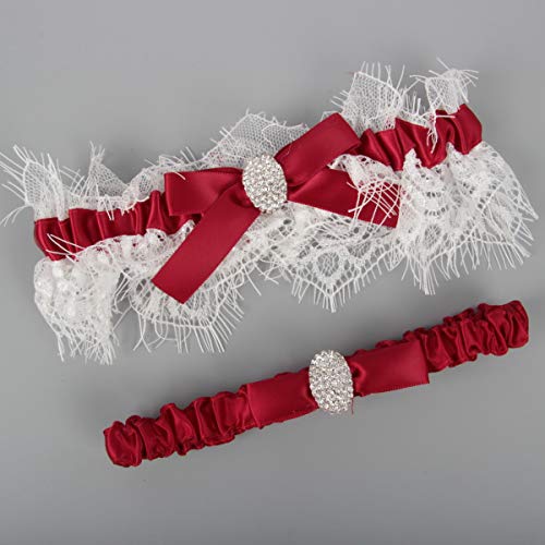 Image of White Lace Wedding Garters Bridal Garter Set for Women Bride Garters With something Blue