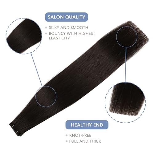 Image of COOKAYU Invisible Tape in Hair Extensions Human Hair Darkest Brown