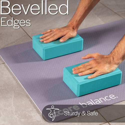 Core Balance Yoga Blocks Set Of 2 High Density EVA Foam with Adjustable Metal D Ring Cotton Strap - Image 5