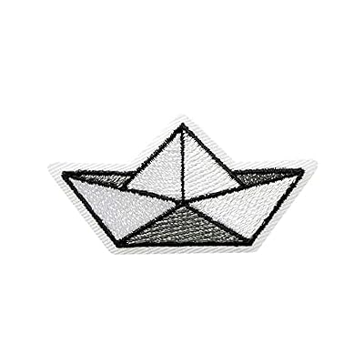 Mono-Quick Barca Origami Patch Termoadesivo 5 x 2,8 cm per Bambini Adulti con Marina Costa Vintage Originale, Toppe Adesive Cucire Vestiti Vacanze Compleanno