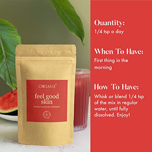 Image of Cosmix Feel Good Skin|For Nourished&Healthy Skin|Supports Collagen Production|Superfood Blend With Bamboo Shoot&Centella|60G (Pouch Of 1)-40 Servings Each|No Added Sugar|Vegan,Powder
