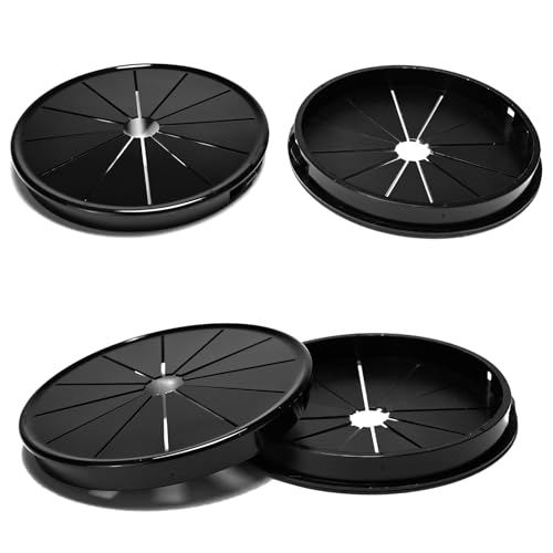 BOPOREAE 4 Pcs Cable Grommet, Snap Bushing 4" (100 mm) Mounting Diameter, Flexible Petal-Shaped Buckle Round Nylon Desk Grommet for Wires Through Countertop Cord Organizer and Protection, Black