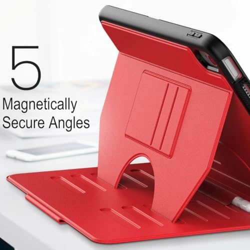 Image of ProElite Cover Case for Apple iPad (A16) 11th /10th Gen (2025 /2022) Case, Smart Magnetic Shockproof Protective Case with 5 Stable Stands with Pencil Holder for Apple iPad 11th /10th Gen, Red