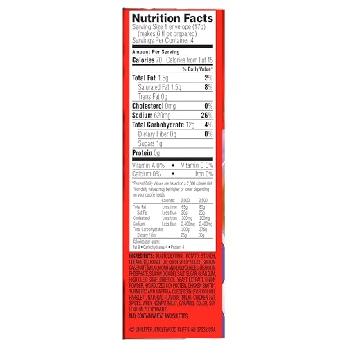 SOUP SECRETS Lipton Cup-a-Soup Instant Soup For a Warm Cup of Soup Cream of Chicken Only 70 Calories Per Serving, 4 Count (12 Pack)