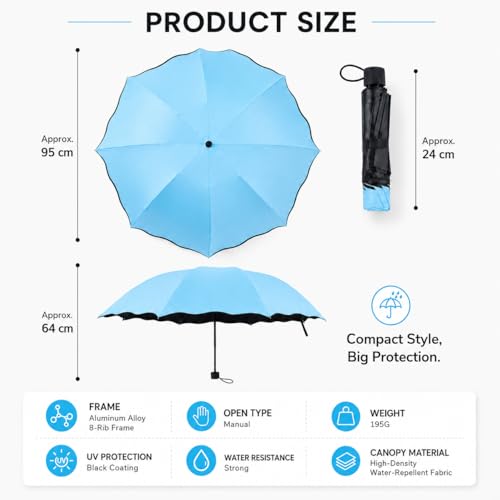 Image of Colour Change Umbrella for Kids & Adults | Waterproof Folding Travel Umbrella | Rain & UV Sun Protection | Wind Resistant Portable Design for School, College & Outdoor Use