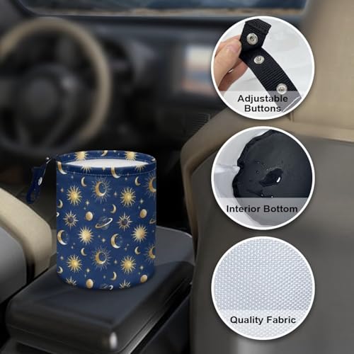 Image of Moon Star Car Trash Can, Cute Car Trash Bag, Hanging Organizer and Storage Bag, Universal Fit for Front Seat, Back Seat, Floor, Headrest