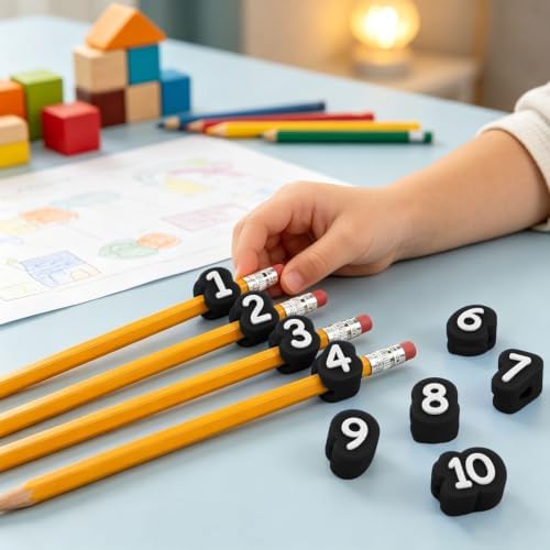Numbered Pencil Toppers, Classroom Organization Labels for Student Pencils - 2