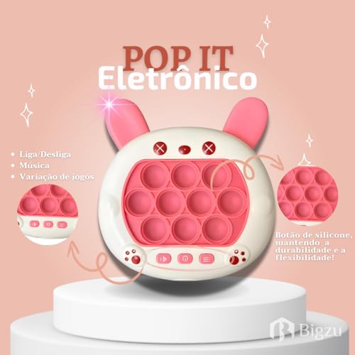 Pop It Eletrônico com Luzes e Música, 5 Modos de Jogo, Material Resistente, Portátil, Educativo e In