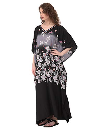 Image of Oussum Women Kaftan Plus Size Polyester Summer Lightweight Caftan Swimsuit Cover Ups Maxi African Mumu Lounge House Dress