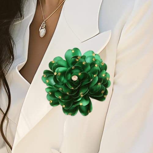 Image of CSIYANJRY99 Dainty Feather & Rose Flower Large Brooch Lapel Pins Delicate Elegant Handmade Flower Brooches Pin Classic for Wedding Party Dance Banquet for Women Dress Suit Ceremony Clothes Accessories Jewelry Valentine's Day Gifts