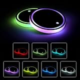 SINGARO LED Car Cup Holder Light, USB Rechargeable Multicolor Coaster, Night Light with Coaster, Universal for Most Models Accessories (2PCS)