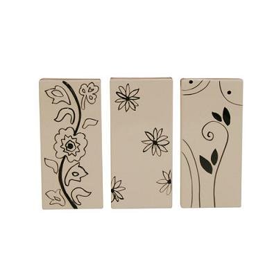 1 Stück Keramik Wasser- Verdunster Luftbefeuchter für Heizung/ Flachheizkörper im schwarz/ weiß Blumen- Dekor