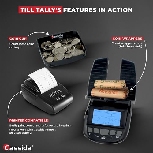 Image of Cassida Professional Money Counting Scale Bill Counter (Till Tally), Black