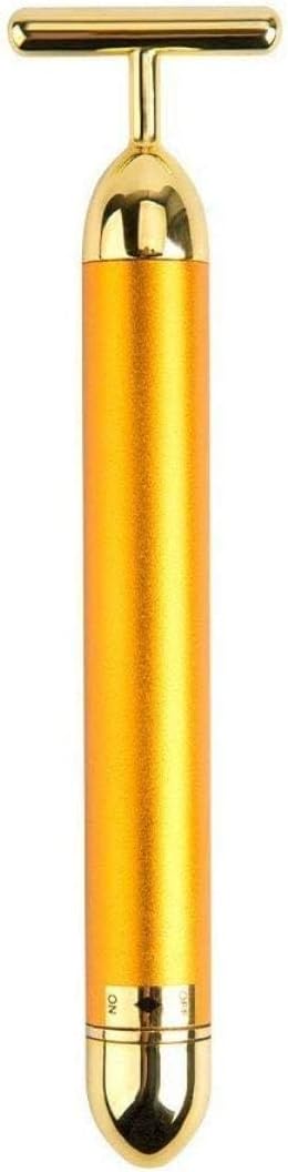 Boriwat 24k Gold Energy Beauty Bar Electric Vibration Facial Massage Roller Waterproof Face Skin Care T-Shaped Anti Wrinkle Massager for Forehead Cheek Neck Clavicle Arm (Gold Colour)
