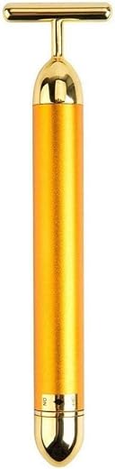 R A Products 1-PC 24k Gold Energy Beauty Bar Electric Vibration Facial Massage V shape Roller Waterproof Face Skin Care T-...
