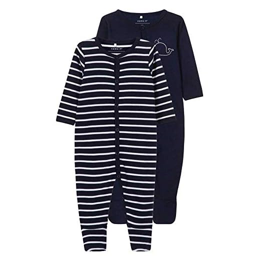NAME IT Child Pyjamas 2-pack tryckknapp, Mörk safir, 56 cm
