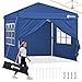 Sekey Pop Up Pavillon 3x3 Wasserdicht Stabil Winterfest, Faltpavillon 3 x 3 m, Camping Pavillion Faltbar Partyzelt mit Seitenwänden, Höhe Verstellbar in 3 Stufen, (Navy, Höhe 260)