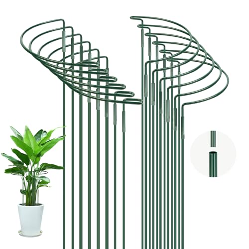 OFFCUP Plant Support Stakes, 12pcs 20 * 35CM Metal Garden Supports, Half Round Plant Support Ring Cage for Vegetable, Tomato, Peony, Roses, Hydrangea, Flowers