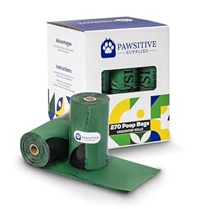 Pawsitive Supplies Eco-Friendly Poop Bags – 270 Bags Made from Cornstarch, Unscented and Perfect for Your Daily Walks