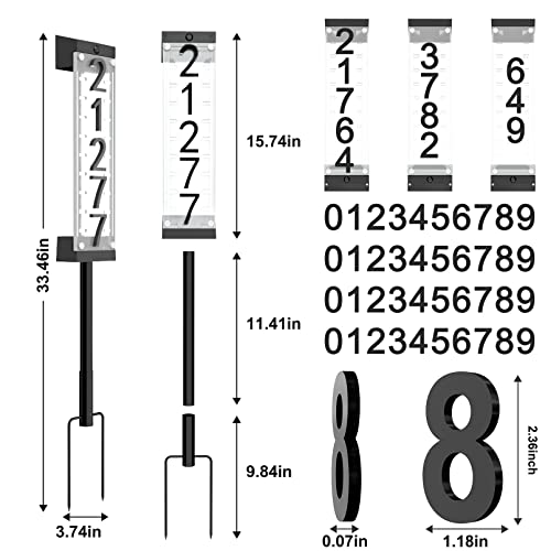Solar House Number [2023 Upgrade 3D Acrylic Number] Solar Address Sign Increase Brightness, Number Is Bold, Anchor Is Made Of Iron,Solar House Number Sign with Two Lighting Modes and Two Installation - Thumbnail 4