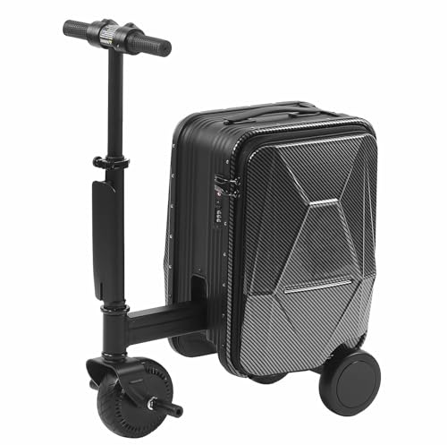 Smart Electric Suitcase, 20L Electric Rideable Luggage with Telescopic Handle, Speed ​​Adjustment, Load 242 LBs, TSA Coded Lock, External Charging Port, Removable Battery, 8-10 KM Mileage,Black