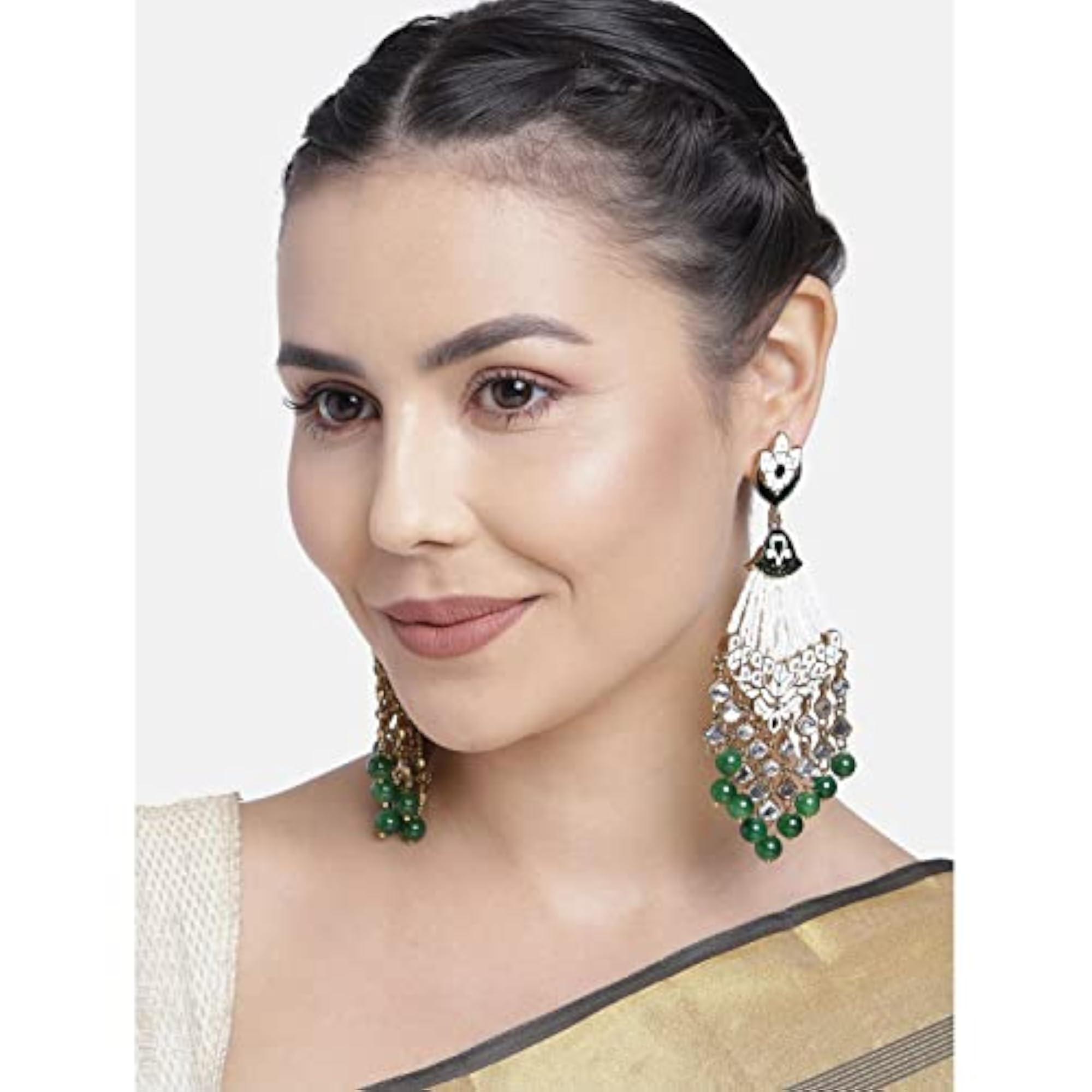 Women's 18K Gold Plated Traditional Meena Work Earrings