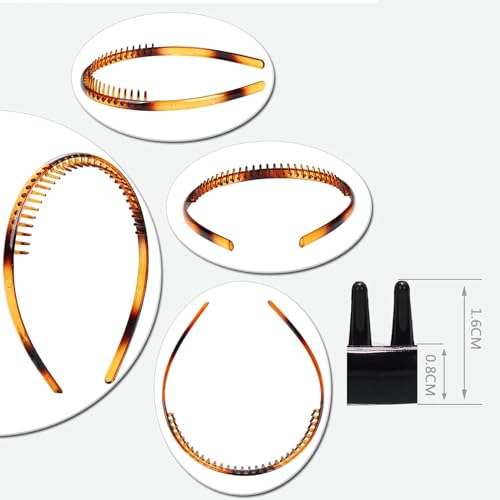 Image of 2 Pcs Black Brown Simple Fancy Plastic Hair Bands Wavy Hair Comb Headband Teeth Comb Shine Hairband Hair Accessories For Girls and Women
