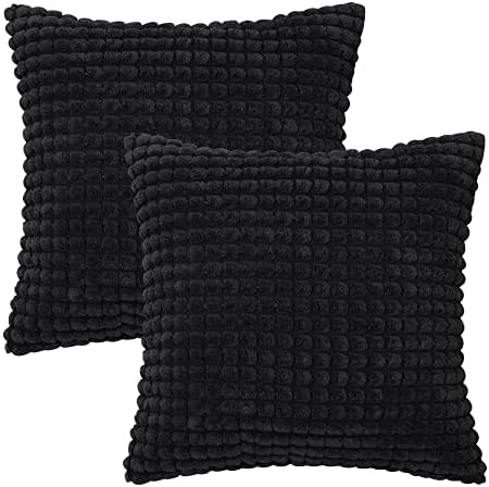 Amazon Brand - Umi 45 x 45 cm Velvet Throw Pillow Case Super Soft Cushion Covers for Sofa Bedroom Decoration White Set of 2
