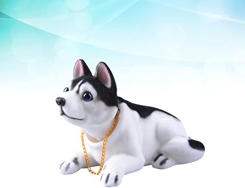 Miniatura 8 de BESPORTBLE Cabeza de Husky Bobble, decoración de tablero de instrumentos de automóvil, adorno de capucha para perro, cabeza agitada, muñecos de