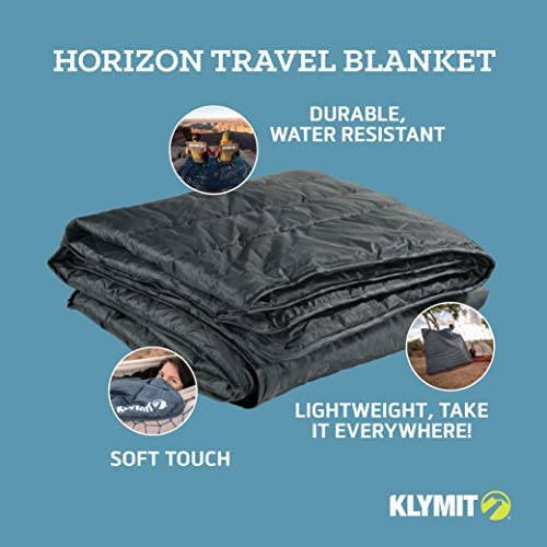 Klymit Horizon Travel Packable Camping Blanket and Comforter, Blue/Black