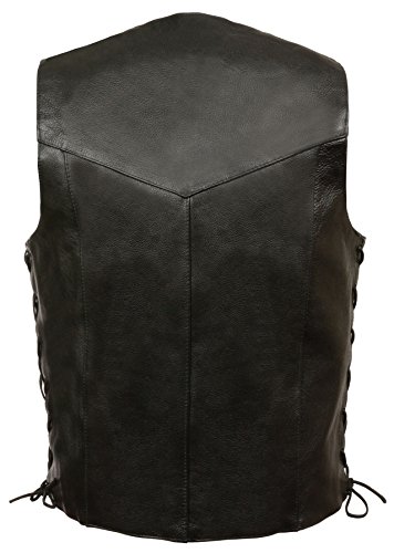Milwaukee- Men's "Goat Skin" Side Lace Biker Leather Vest (Black, 5X)2