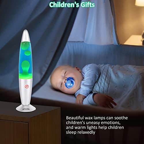 Opulars Lava Lamp Green Lava Lamps For Adults And Kids, 13.5-Inch Silver Base Motion Lamp With Green Wax In Blue Liquid,Mood Lighting Cool Stuff Christmas Birthday Gift Thanksgiving Gifts #TOP3