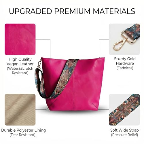 Image of Fashion Hobo Bags for Women Vegan Leather Crossbody Bag with Guitar Strap Shoulder Purses and Handbags