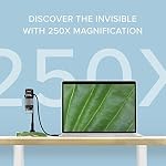 Plugable USB Digital Microscope 250x, 2MP Micro Camera with Flexible Arm Stand - Handheld USB & USB-C Microscope, Windows, Mac, ChromeOS, Linux, Android, iPad Compatible